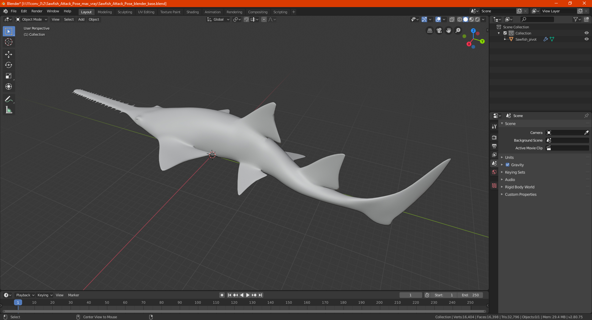 Sawfish Attack Pose 3D model