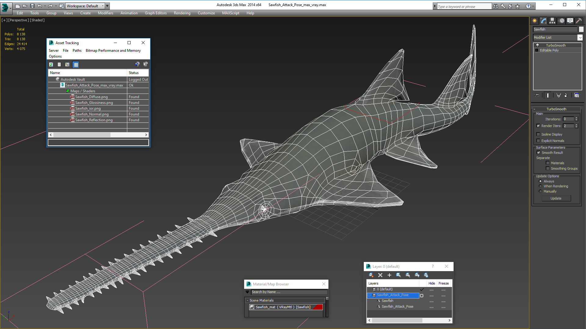 Sawfish Attack Pose 3D model