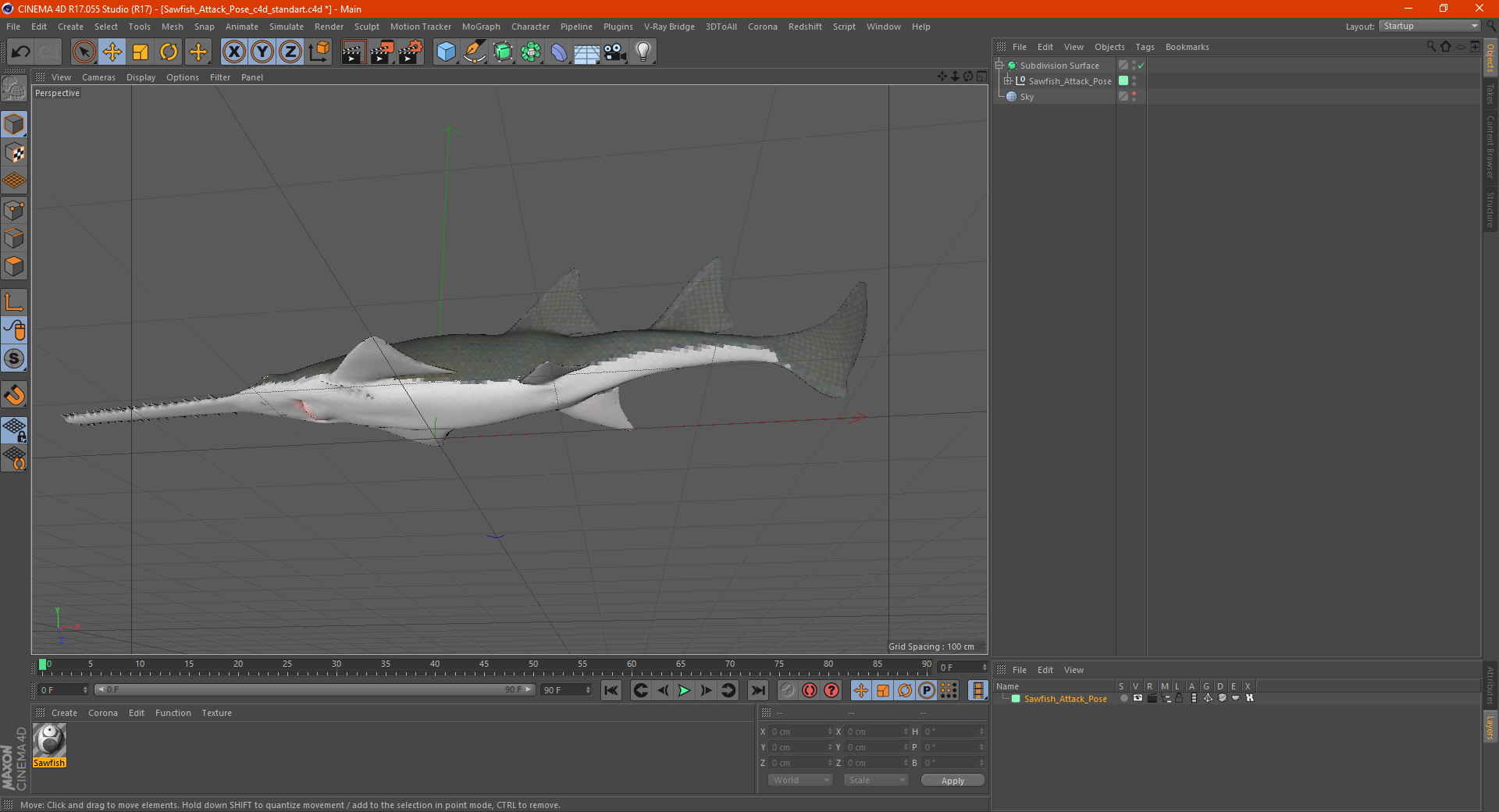 Sawfish Attack Pose 3D model