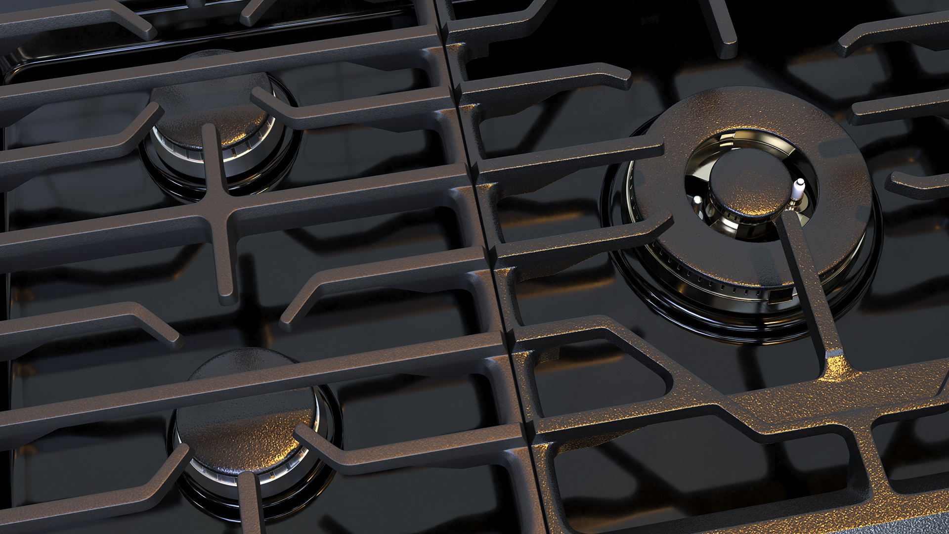 Smart Gas Cooktop Samsung 30 Inch Black 3D model