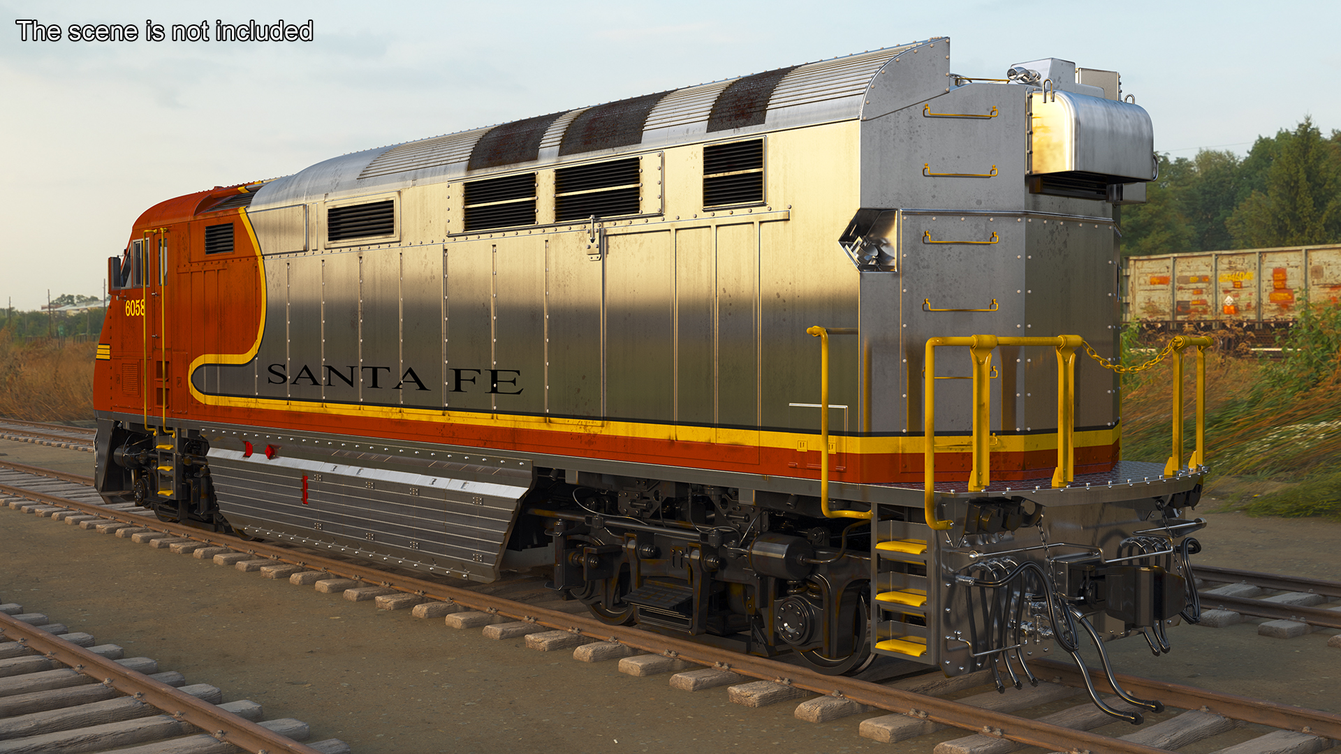 3D Santa Fe EMD F7 Diesel Locomotive model