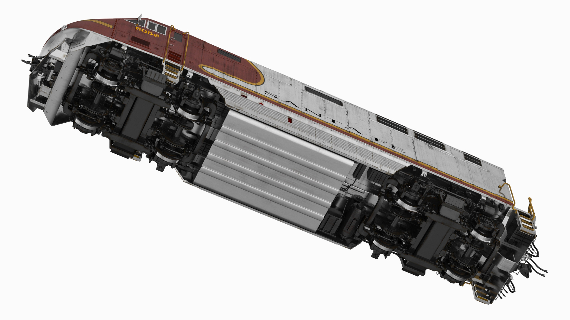 3D Santa Fe EMD F7 Diesel Locomotive model