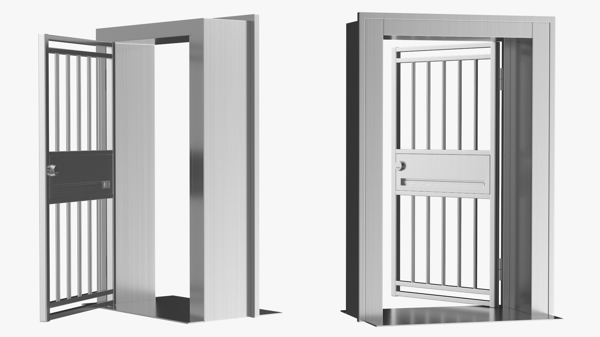 3D Security Door with Vertical Bars and Lock