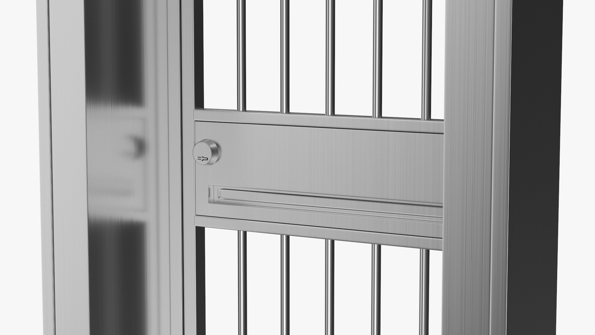 3D Security Door with Vertical Bars and Lock