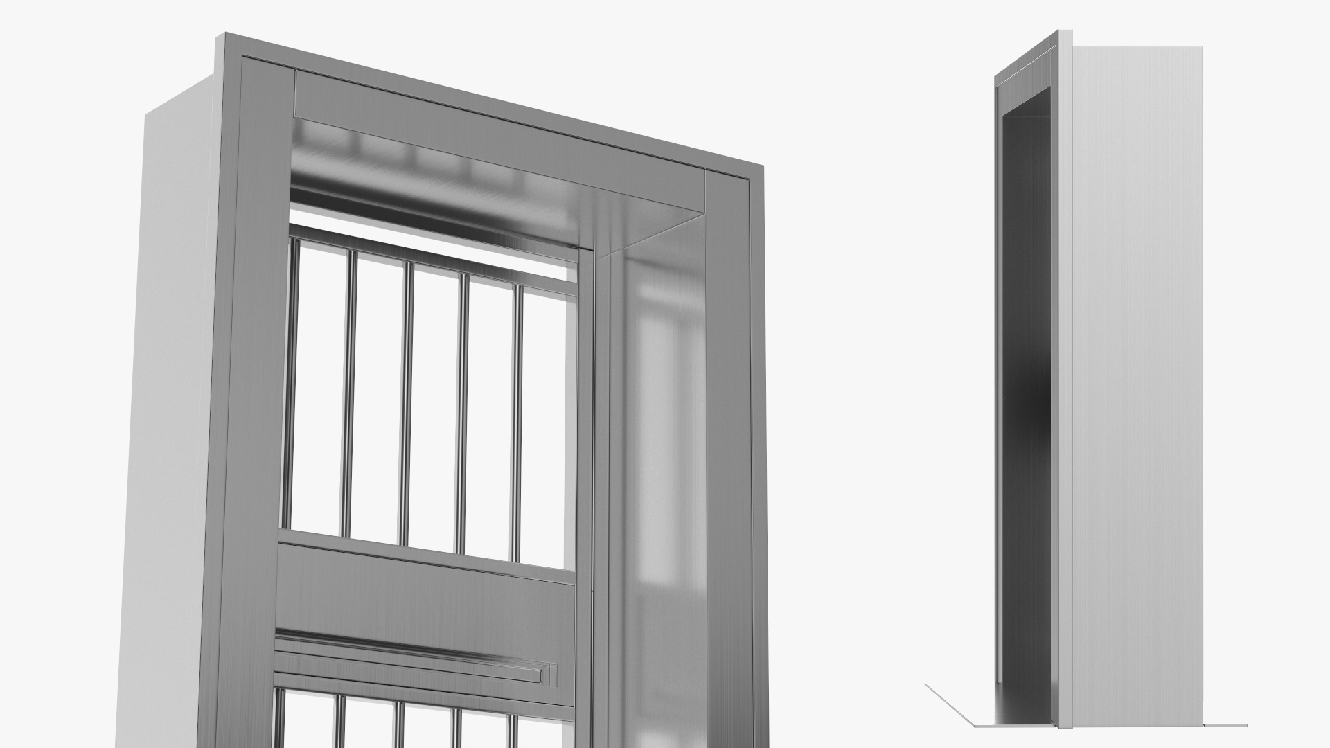 3D Security Door with Vertical Bars and Lock