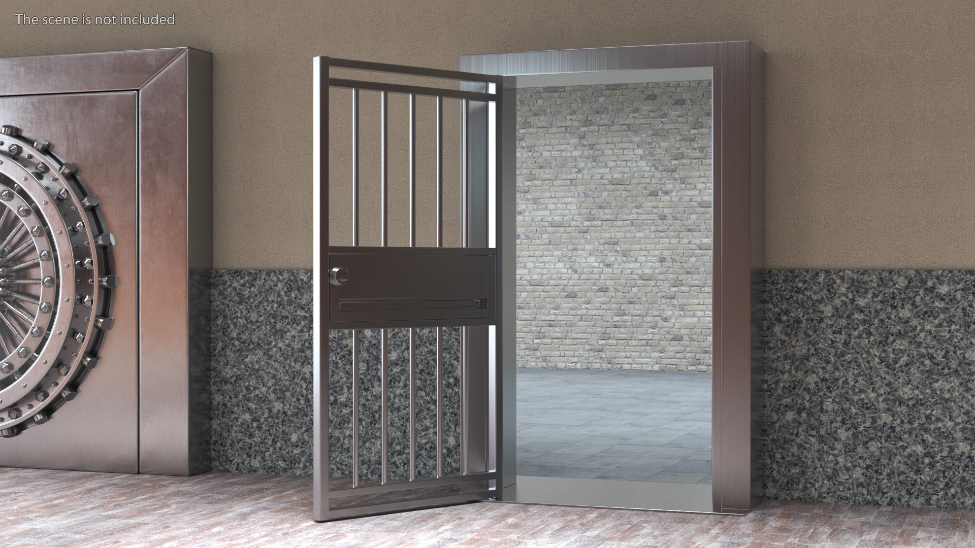 3D Security Door with Vertical Bars and Lock