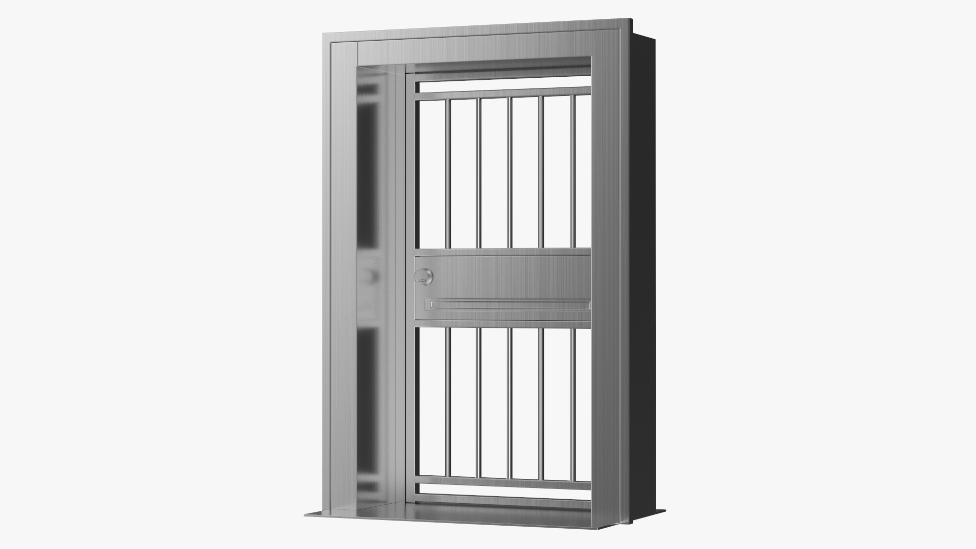 3D Security Door with Vertical Bars and Lock