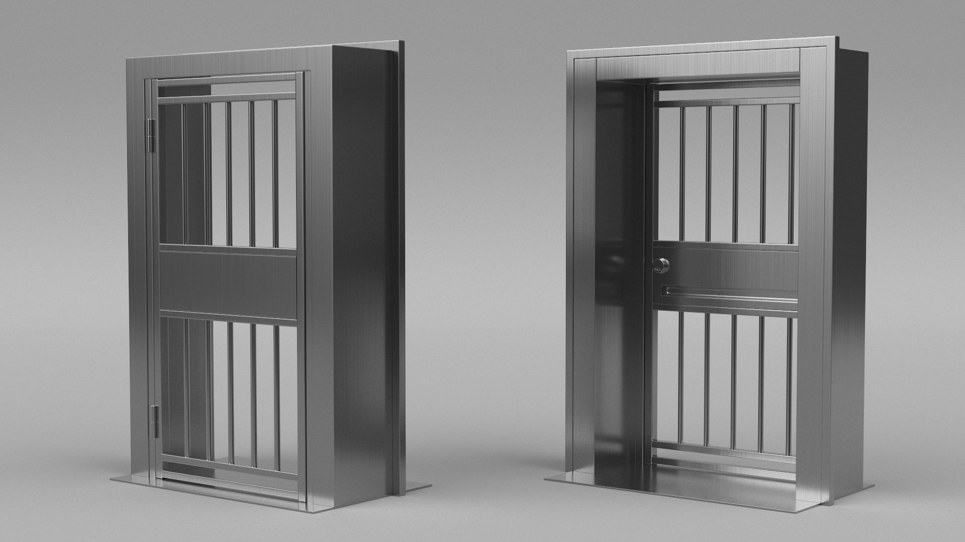 3D Security Door with Vertical Bars and Lock