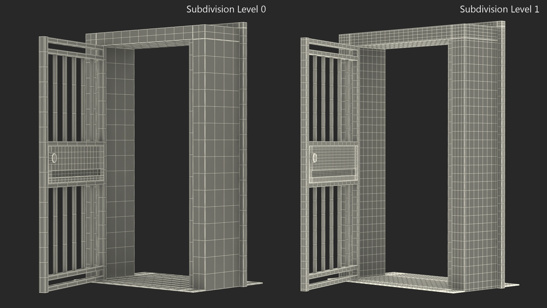 3D Security Door with Vertical Bars and Lock