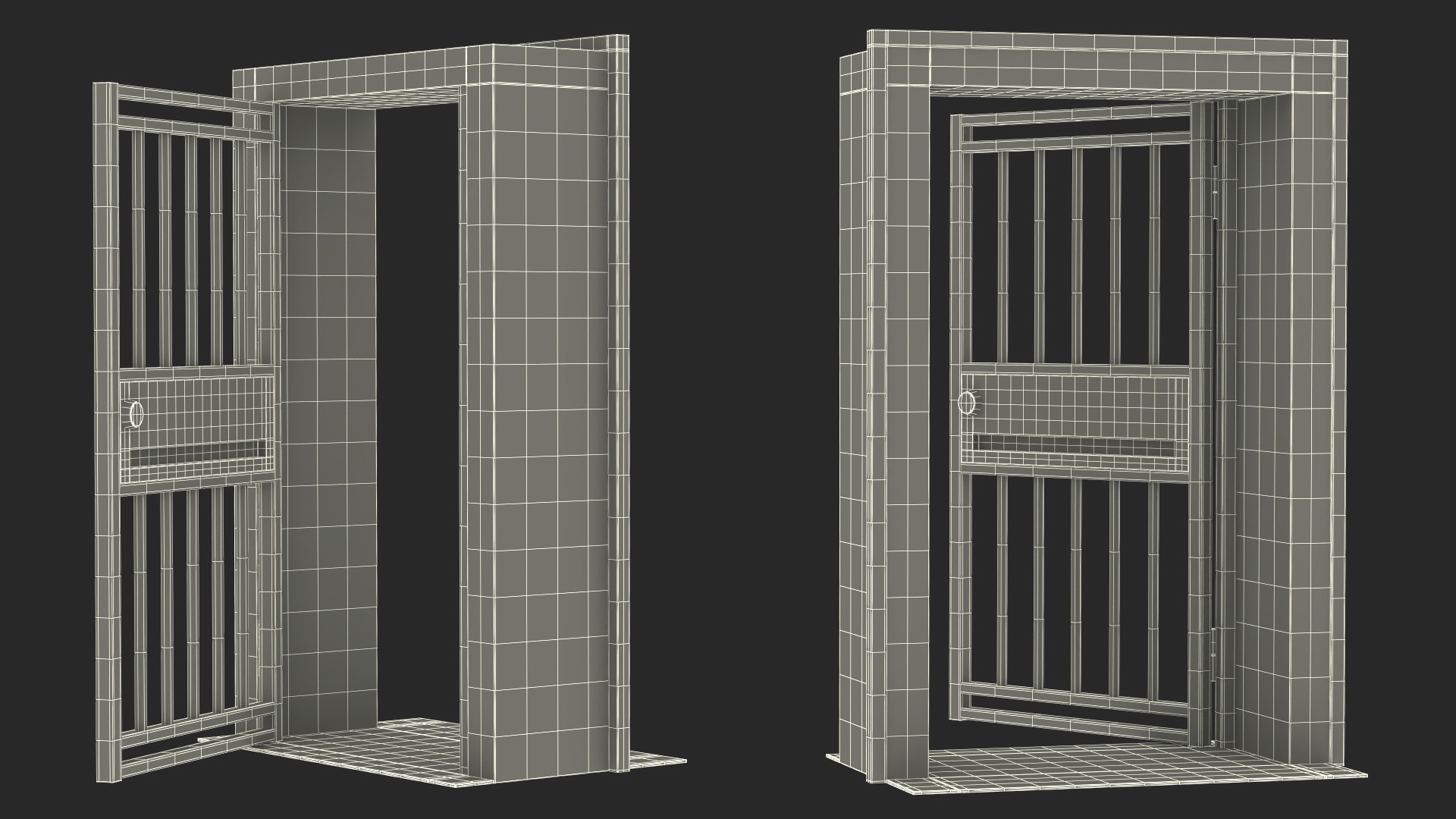 3D Security Door with Vertical Bars and Lock