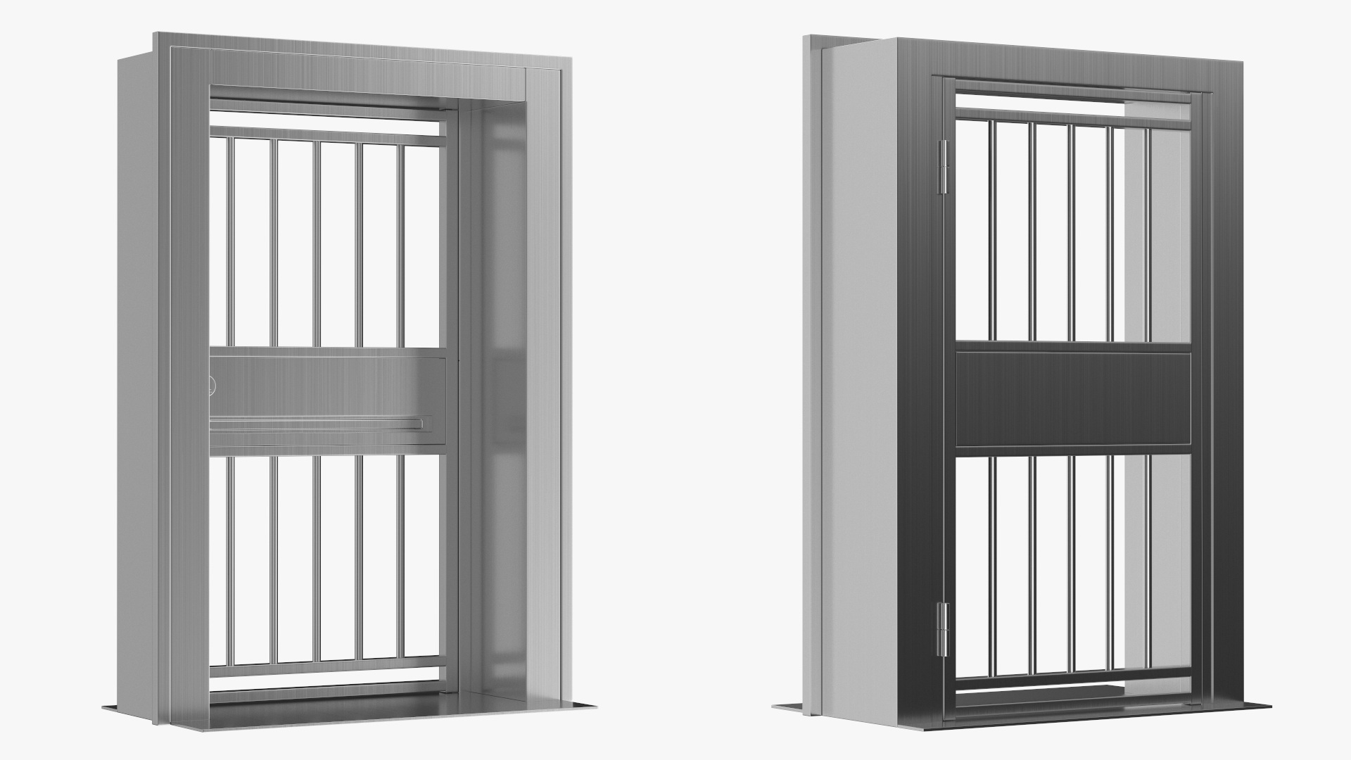 3D Security Door with Vertical Bars and Lock