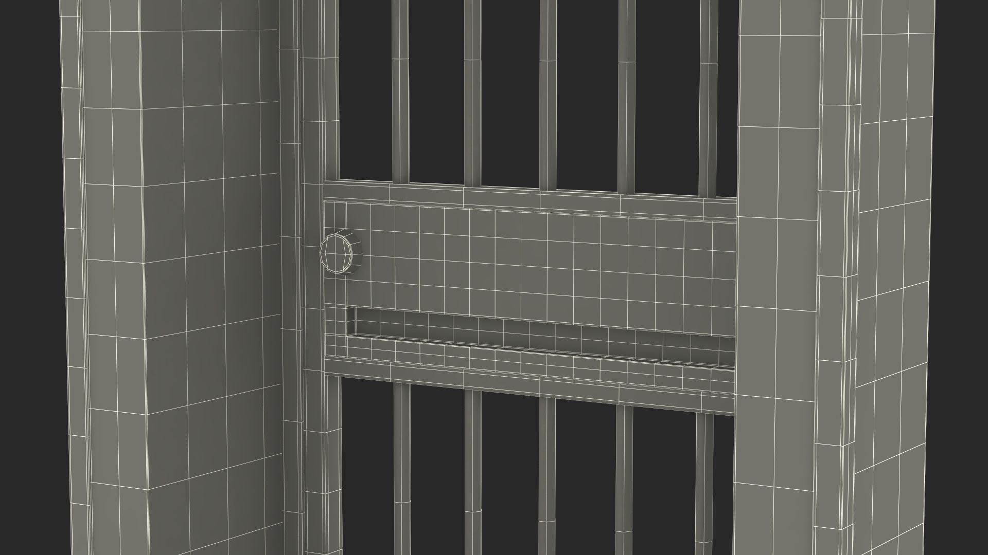 3D Security Door with Vertical Bars and Lock