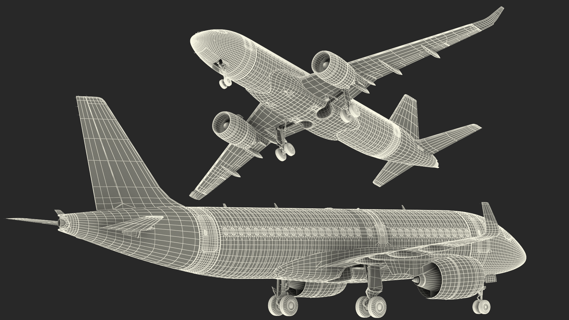 3D model Airbus A220 100 Detailed Interior Rigged