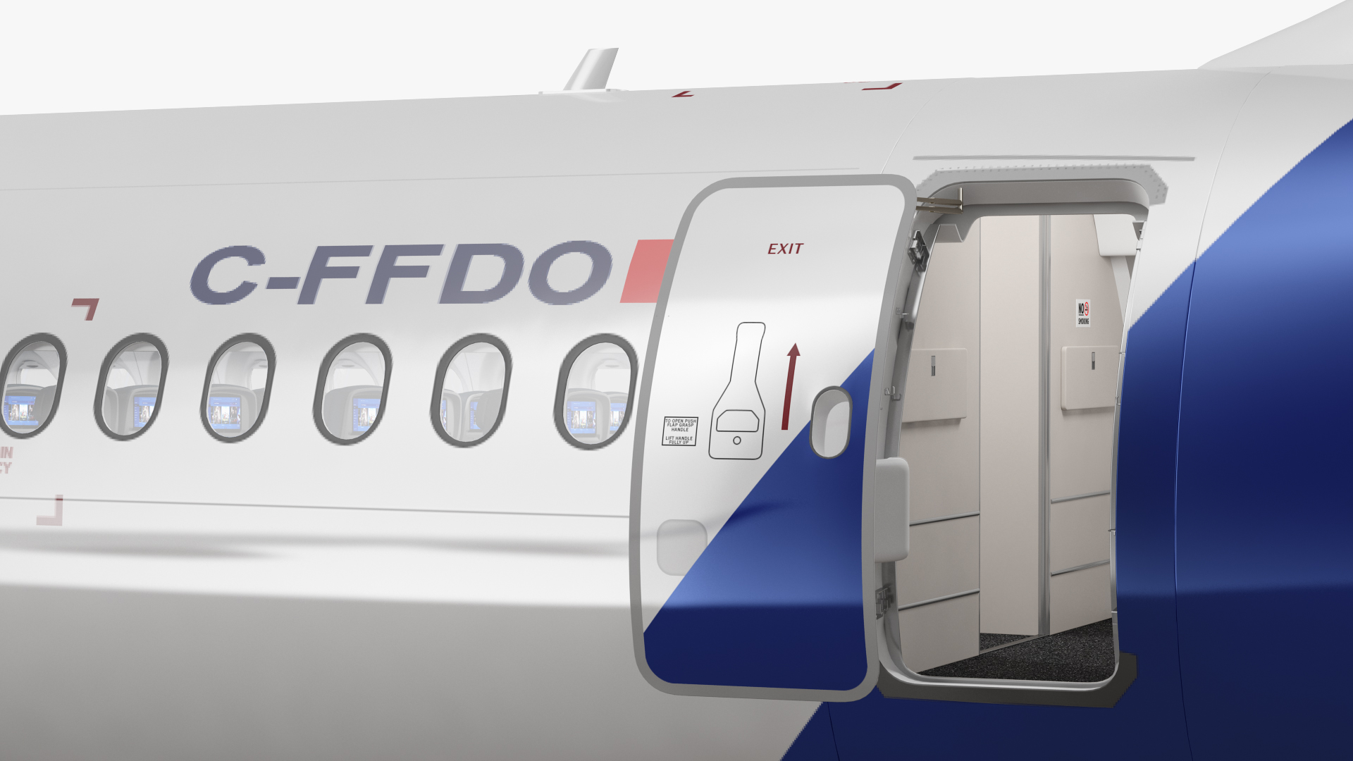 3D model Airbus A220 100 Detailed Interior Rigged