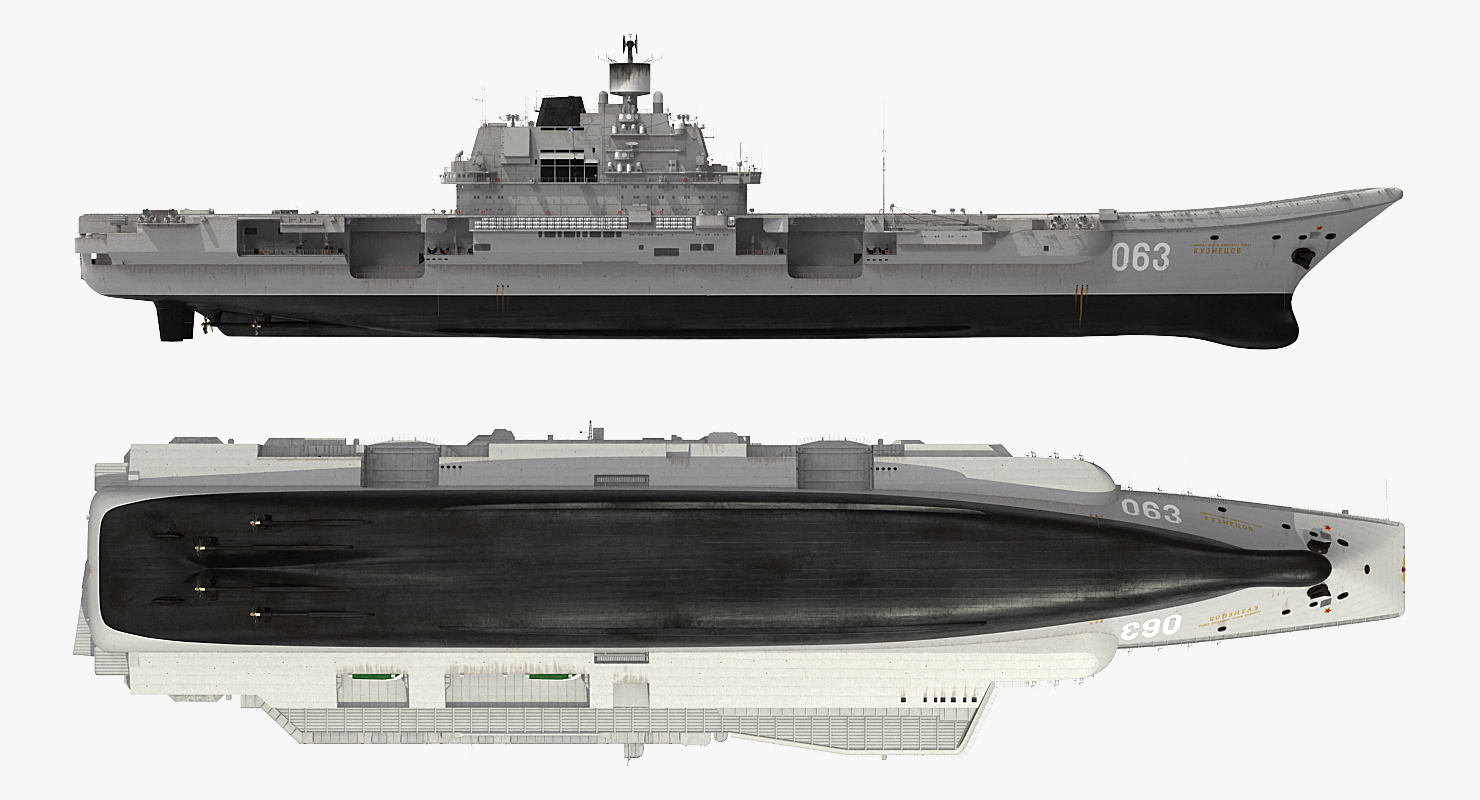 3D Admiral Kuznetsov Aircraft Carrier Rigged