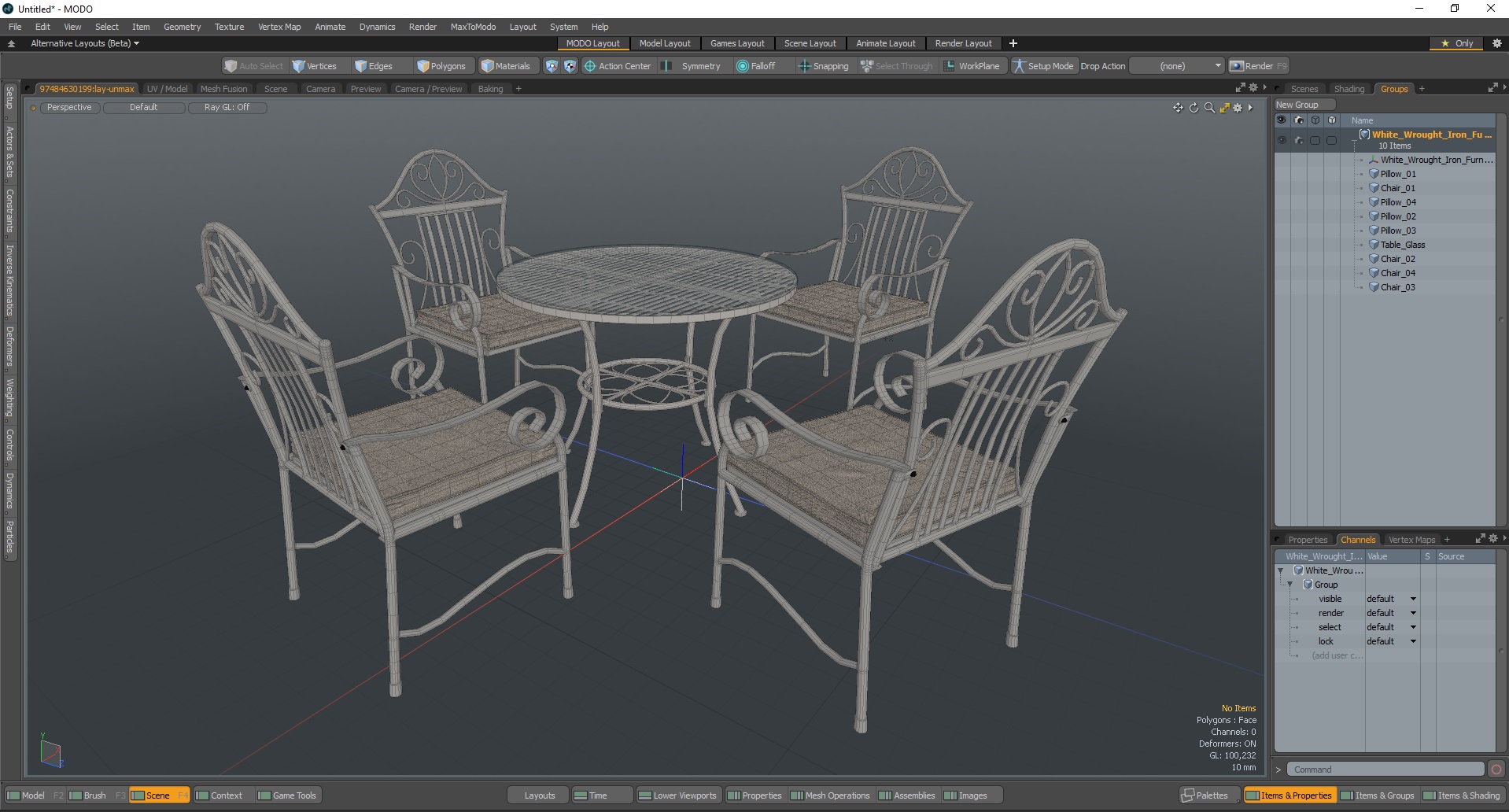 3D White Wrought Iron Furniture model