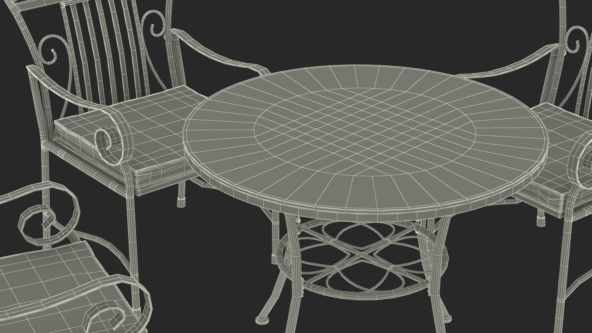 3D White Wrought Iron Furniture model