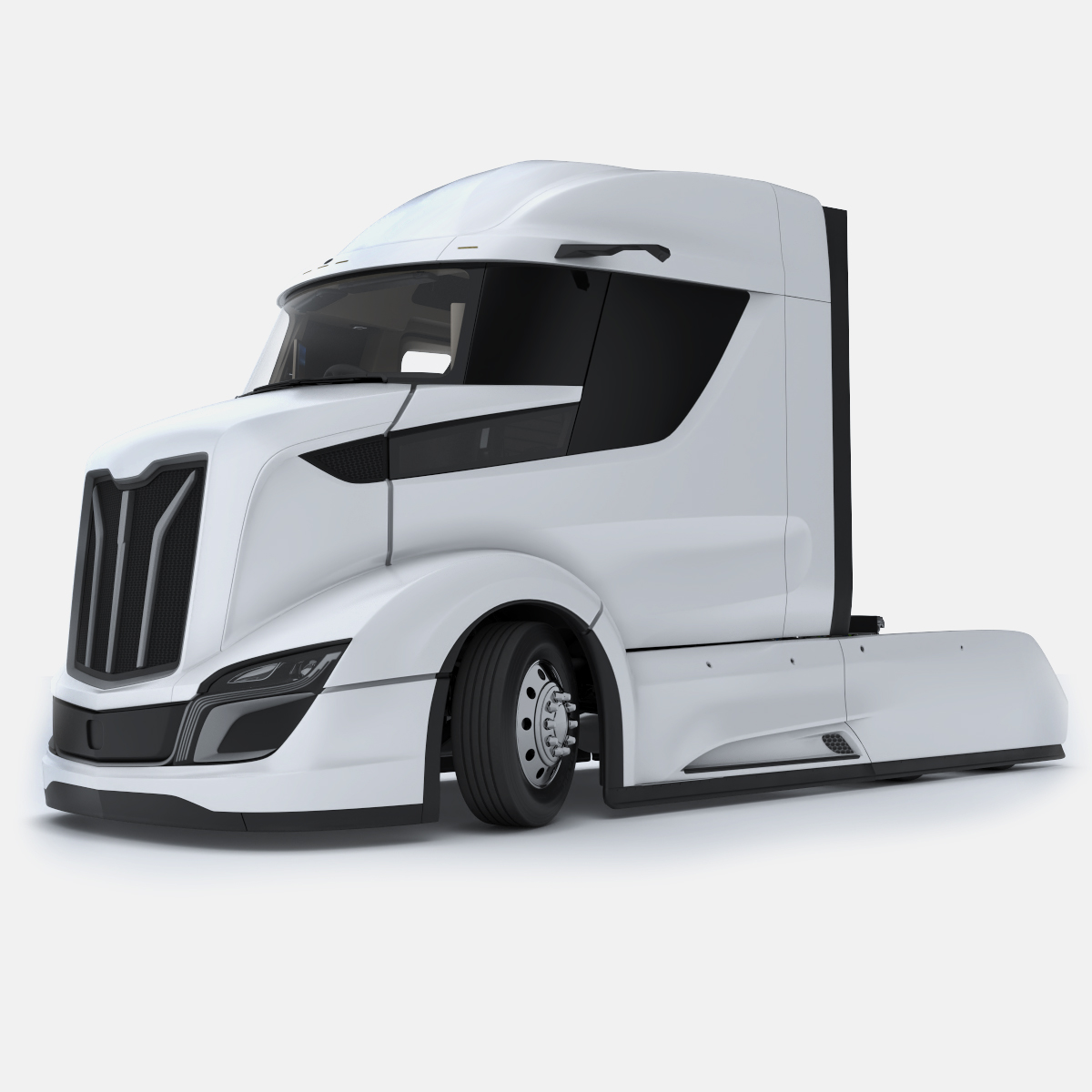 3D model Streamlined Semi Truck White Rigged