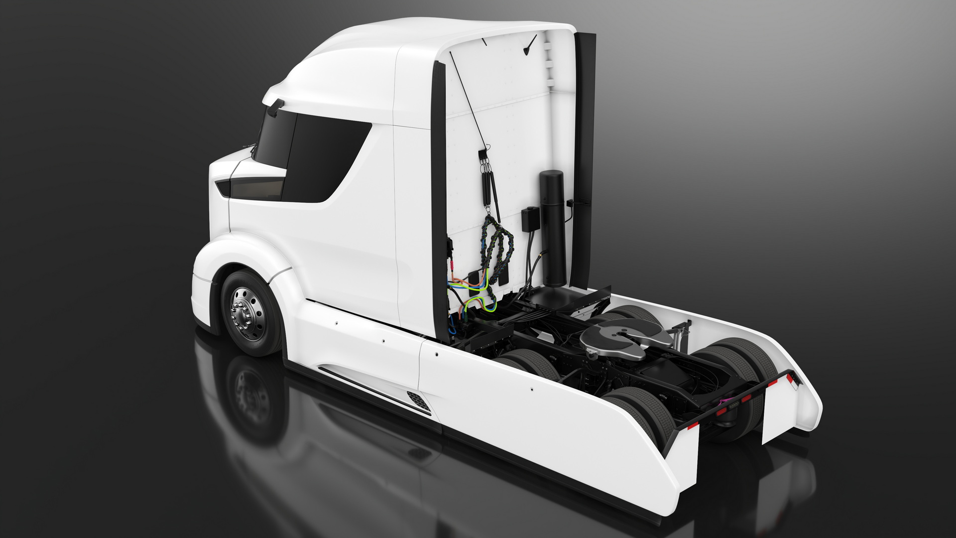 3D model Streamlined Semi Truck White Rigged