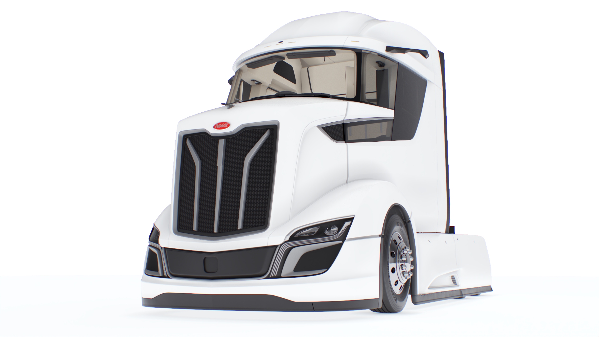 3D model Streamlined Semi Truck White Rigged