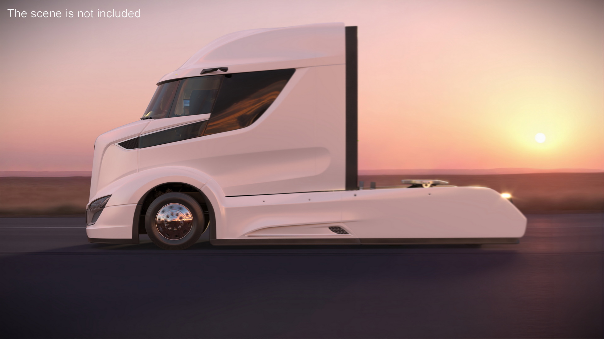 3D model Streamlined Semi Truck White Rigged