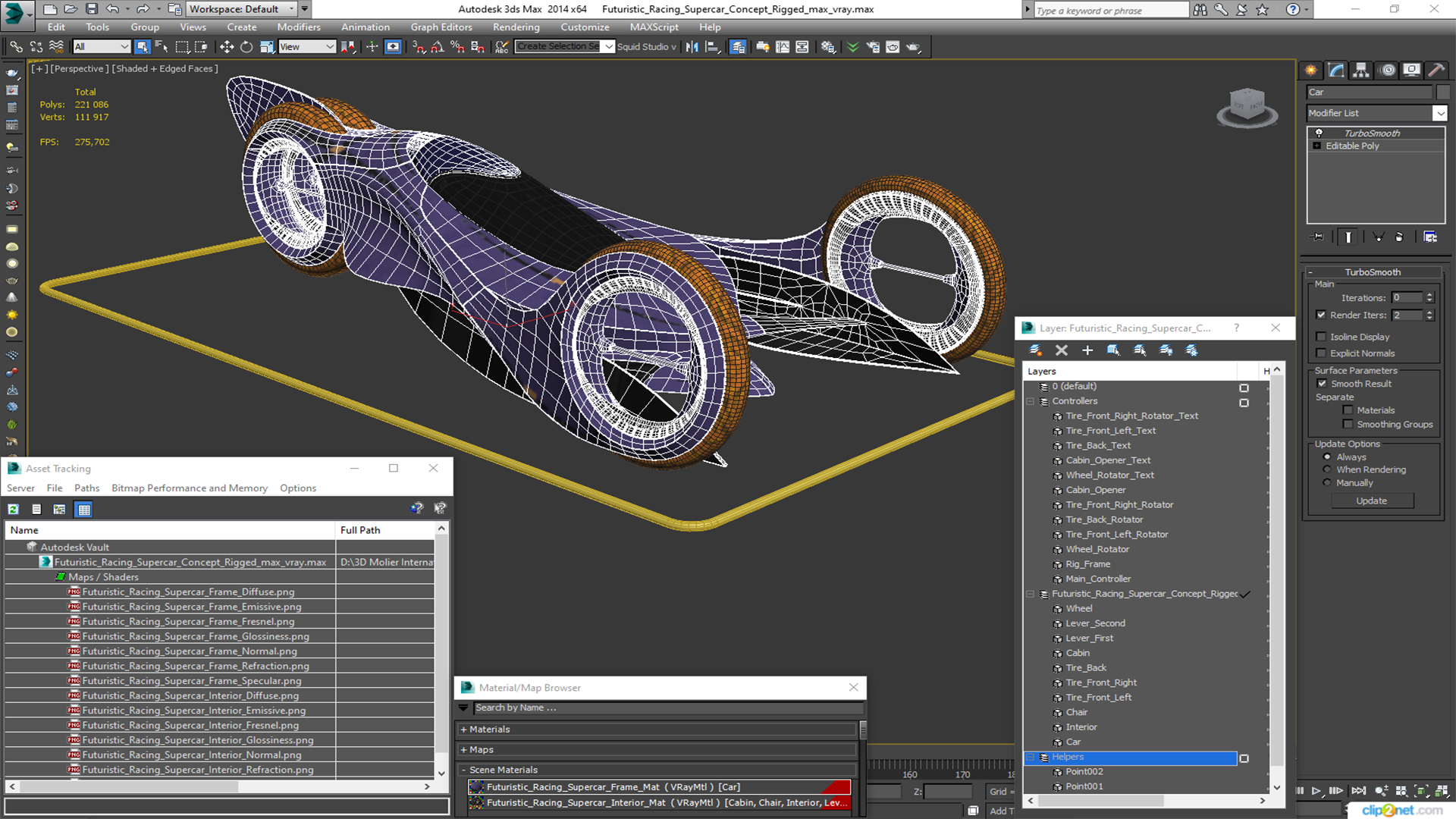 3D Futuristic Racing Supercar Concept Rigged