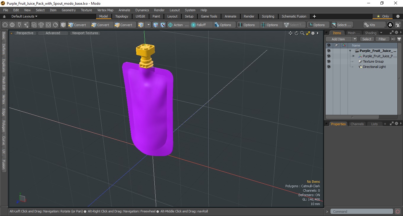 Purple Fruit Juice Pack with Spout 3D model