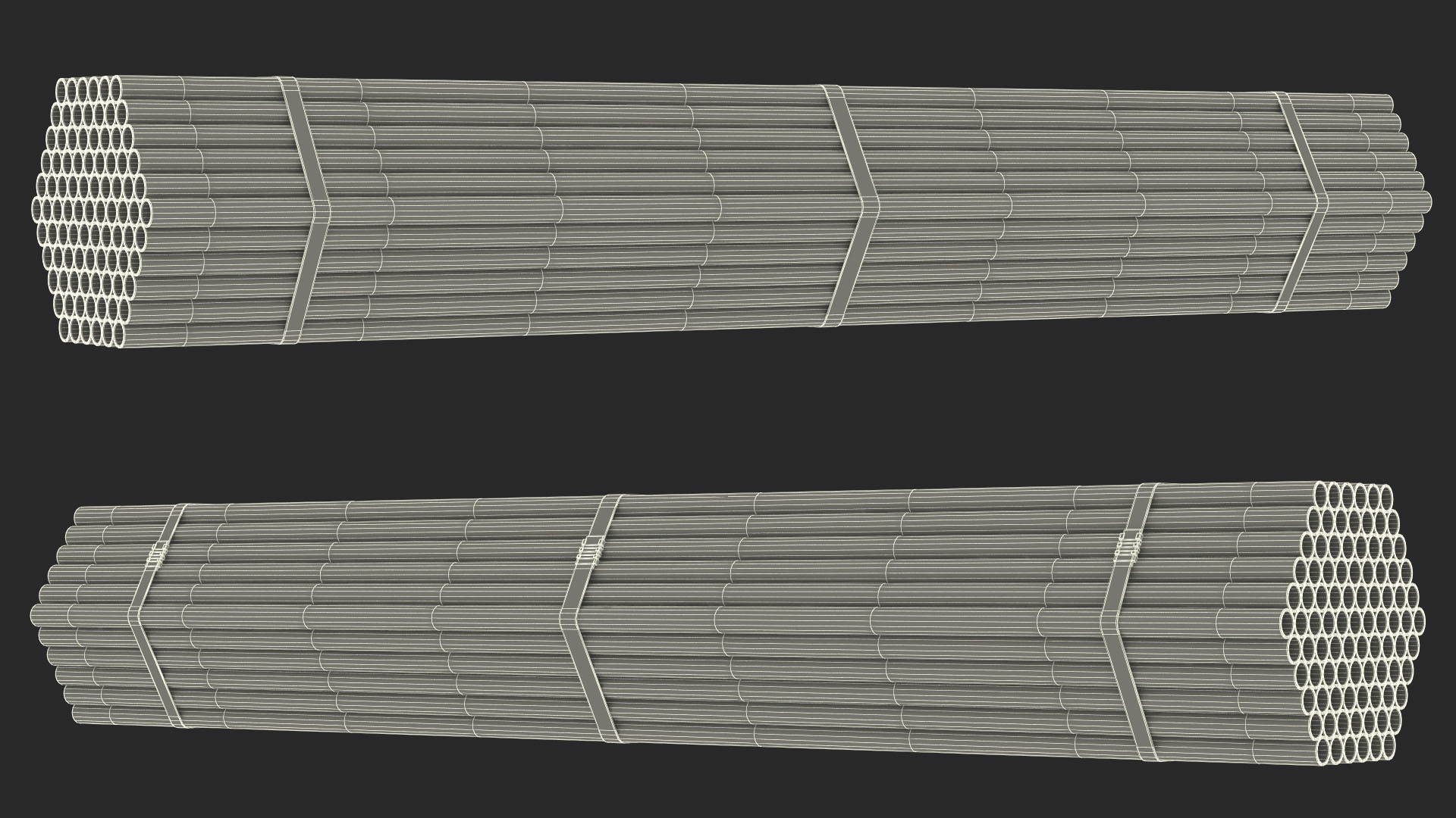 Thin Plastic Pipes Bundle 2 Meters 3D model