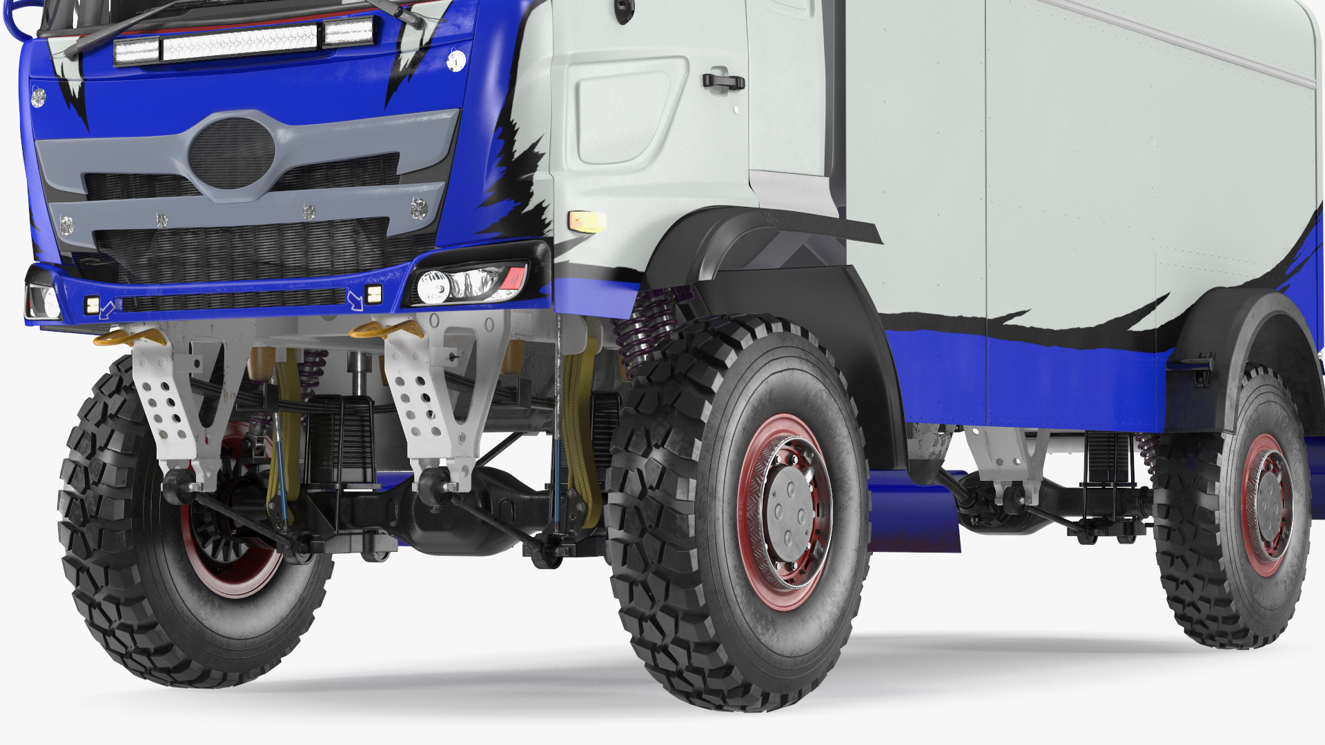 3D Race Dakar Truck Lights On Blue Rigged model