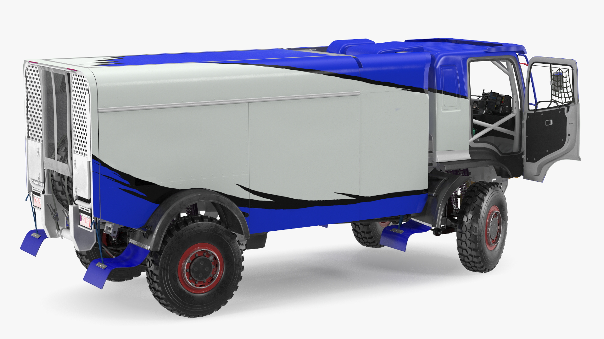 Race Dakar Truck Lights On Blue Rigged for Cinema 4D 3D