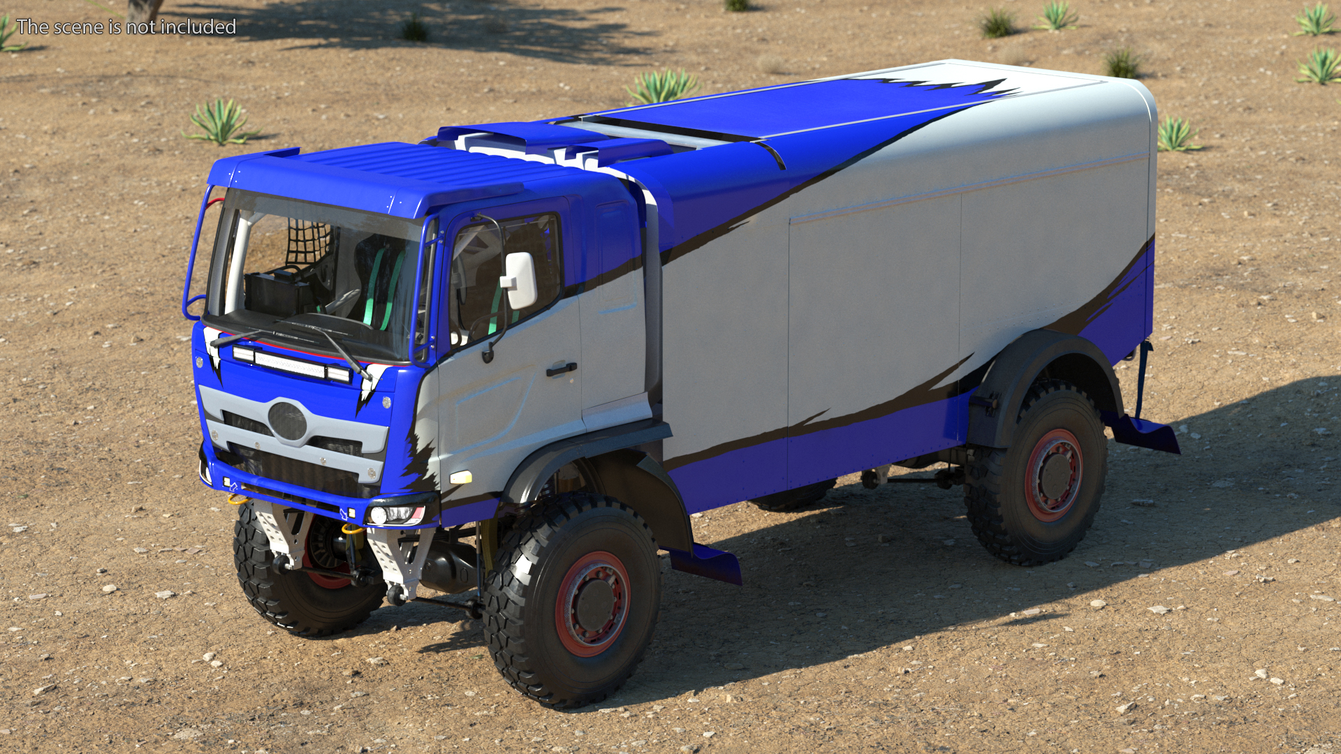 Race Dakar Truck Lights On Blue Rigged for Cinema 4D 3D