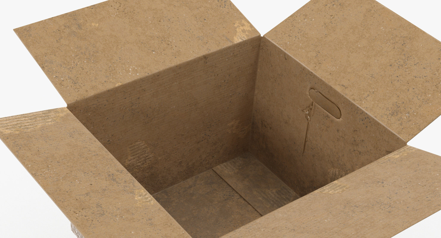 3D model Open Empty Old Cardboard Boxes