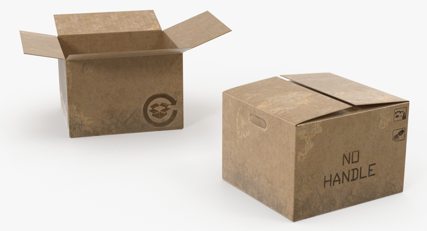 3D model Open Empty Old Cardboard Boxes