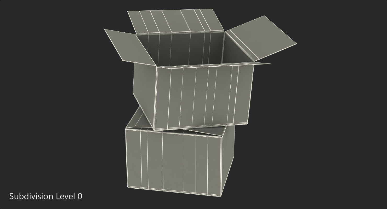 3D model Open Empty Old Cardboard Boxes