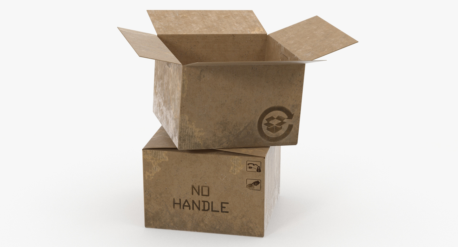 3D model Open Empty Old Cardboard Boxes