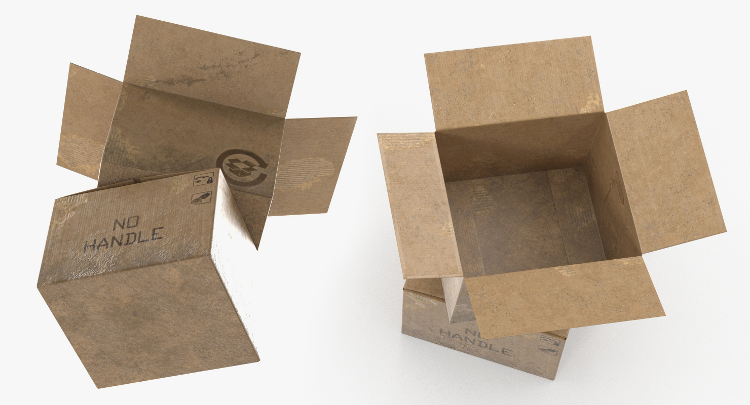 3D model Open Empty Old Cardboard Boxes