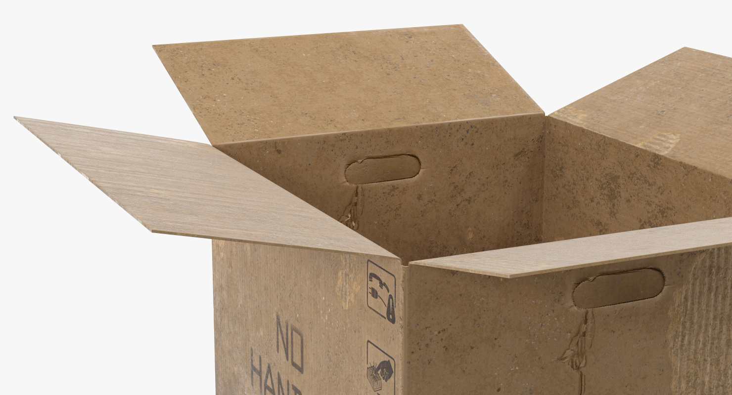 3D model Open Empty Old Cardboard Boxes