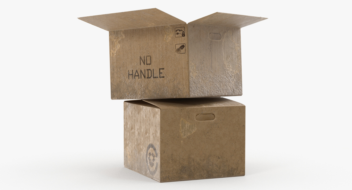 3D model Open Empty Old Cardboard Boxes