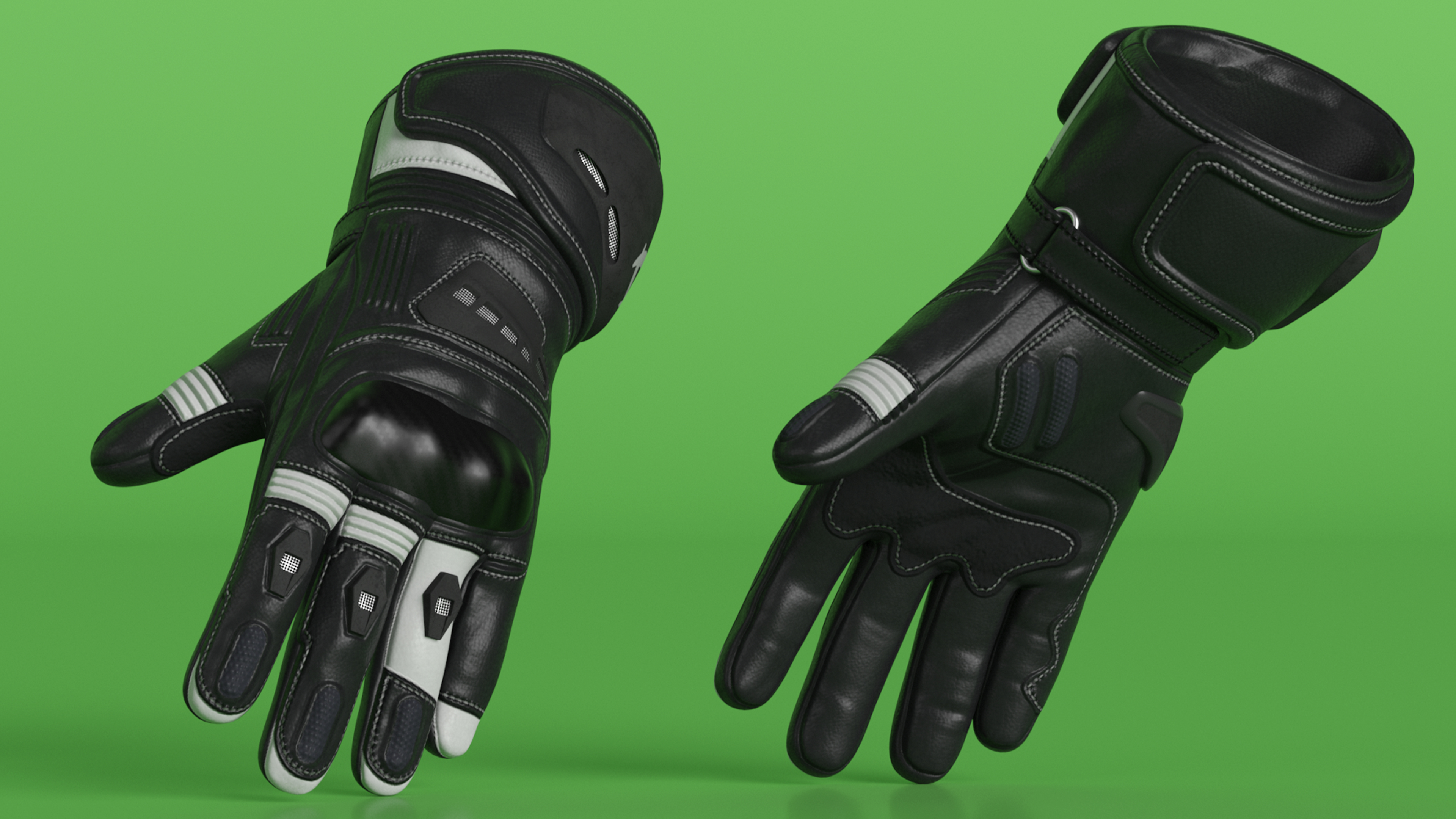 Meteor Protective Riding Gloves Black 3D