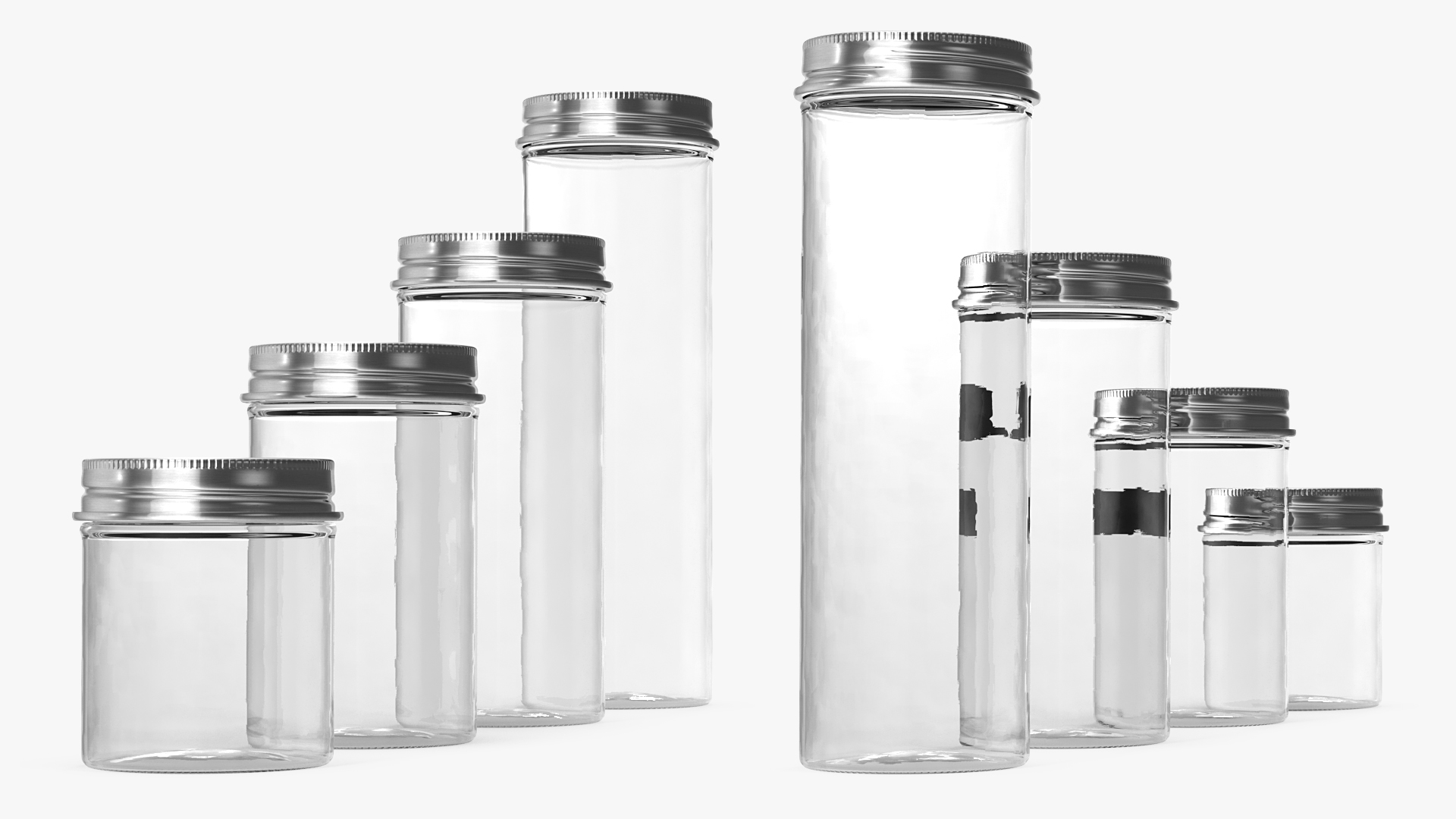 Kitchen Storage Glass Jar with Steel Lid Set 3D model