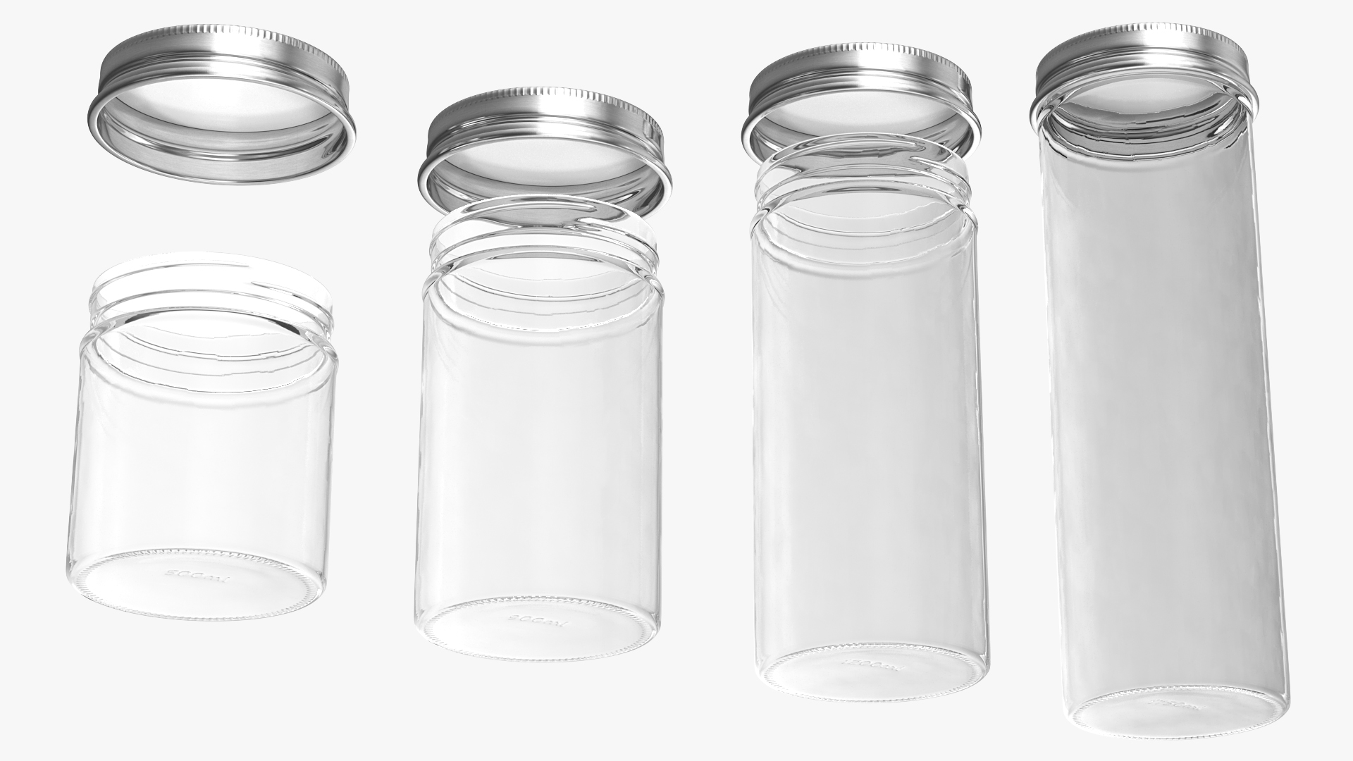 Kitchen Storage Glass Jar with Steel Lid Set 3D model