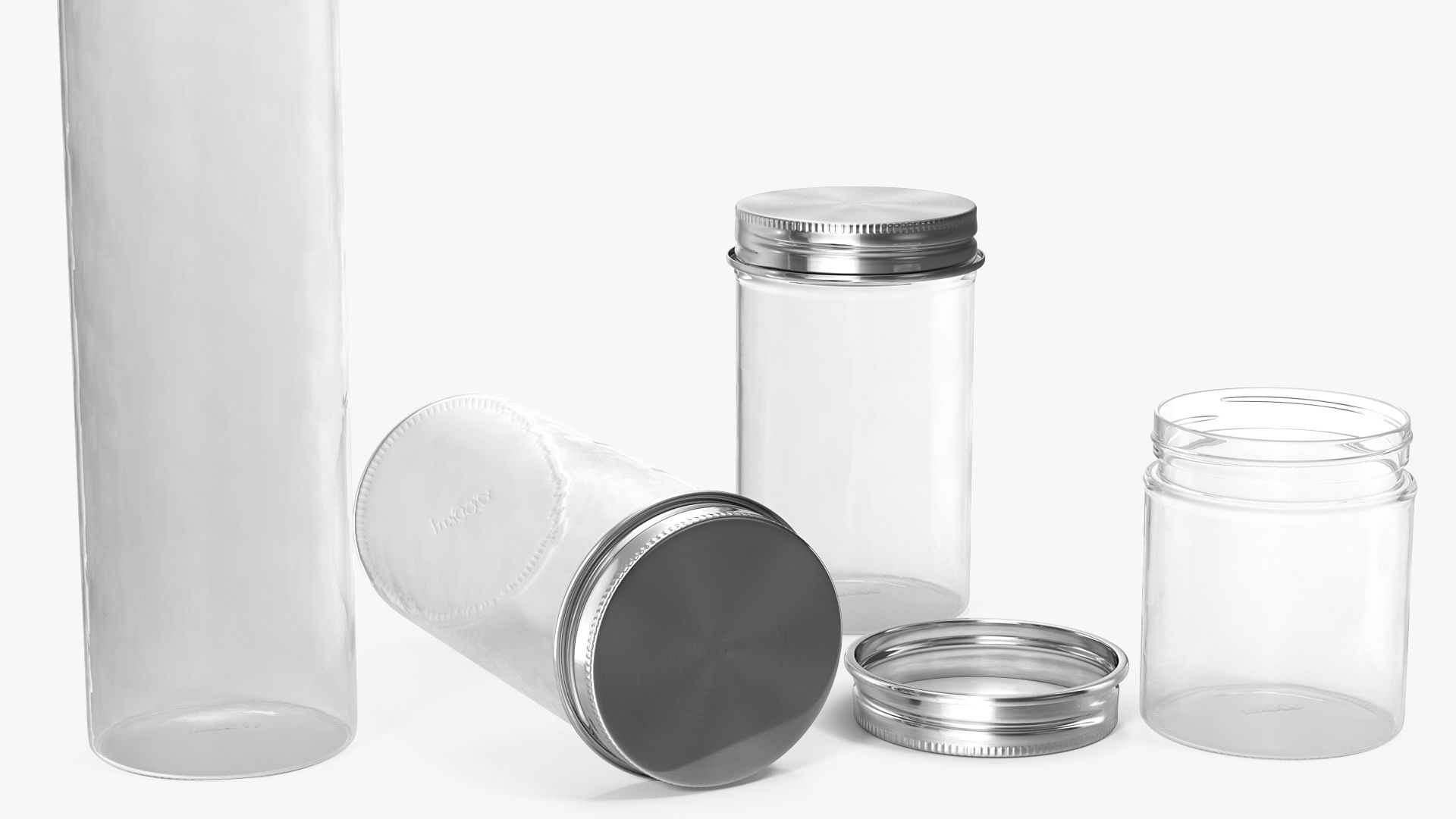 Kitchen Storage Glass Jar with Steel Lid Set 3D model