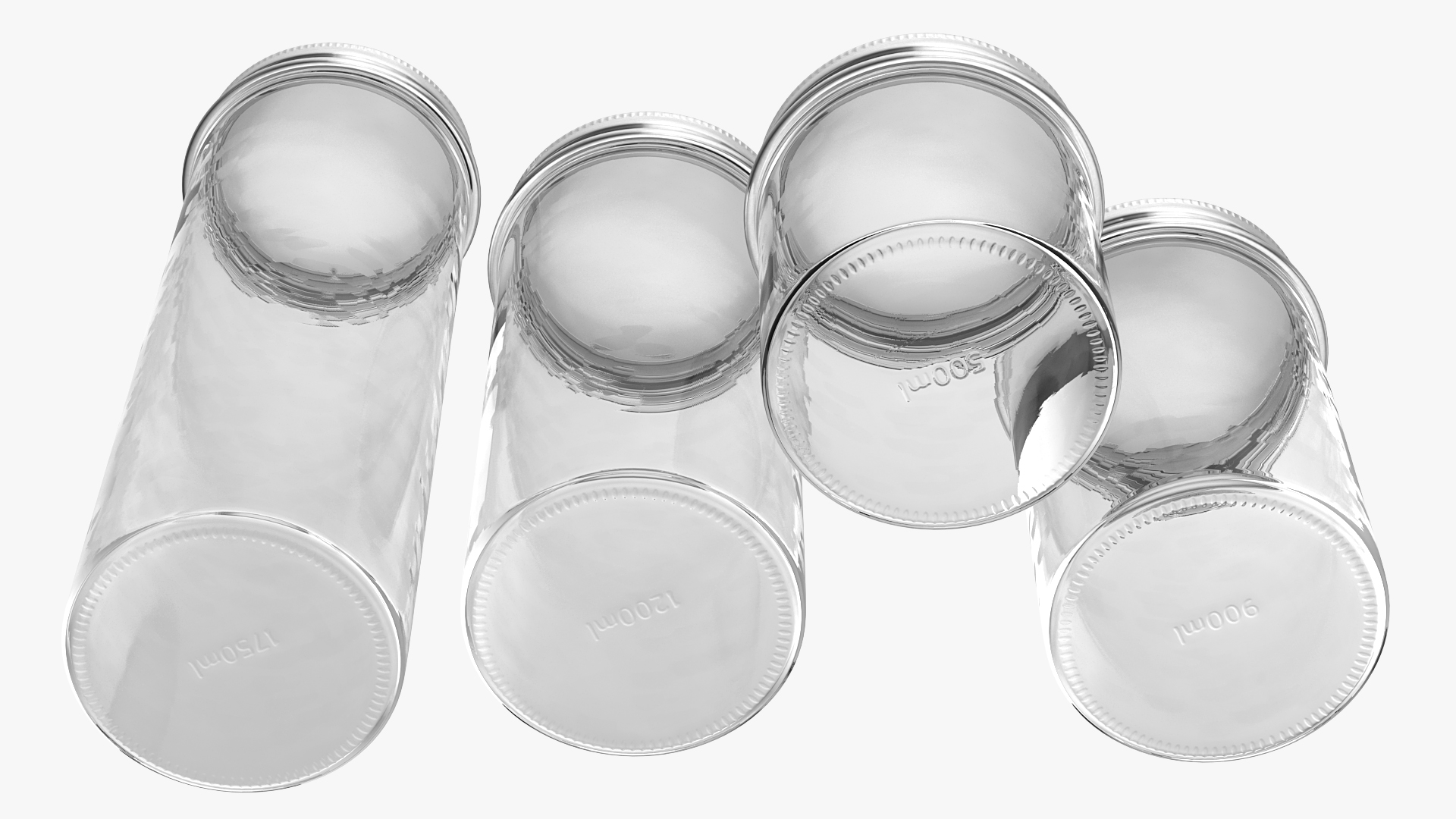 Kitchen Storage Glass Jar with Steel Lid Set 3D model