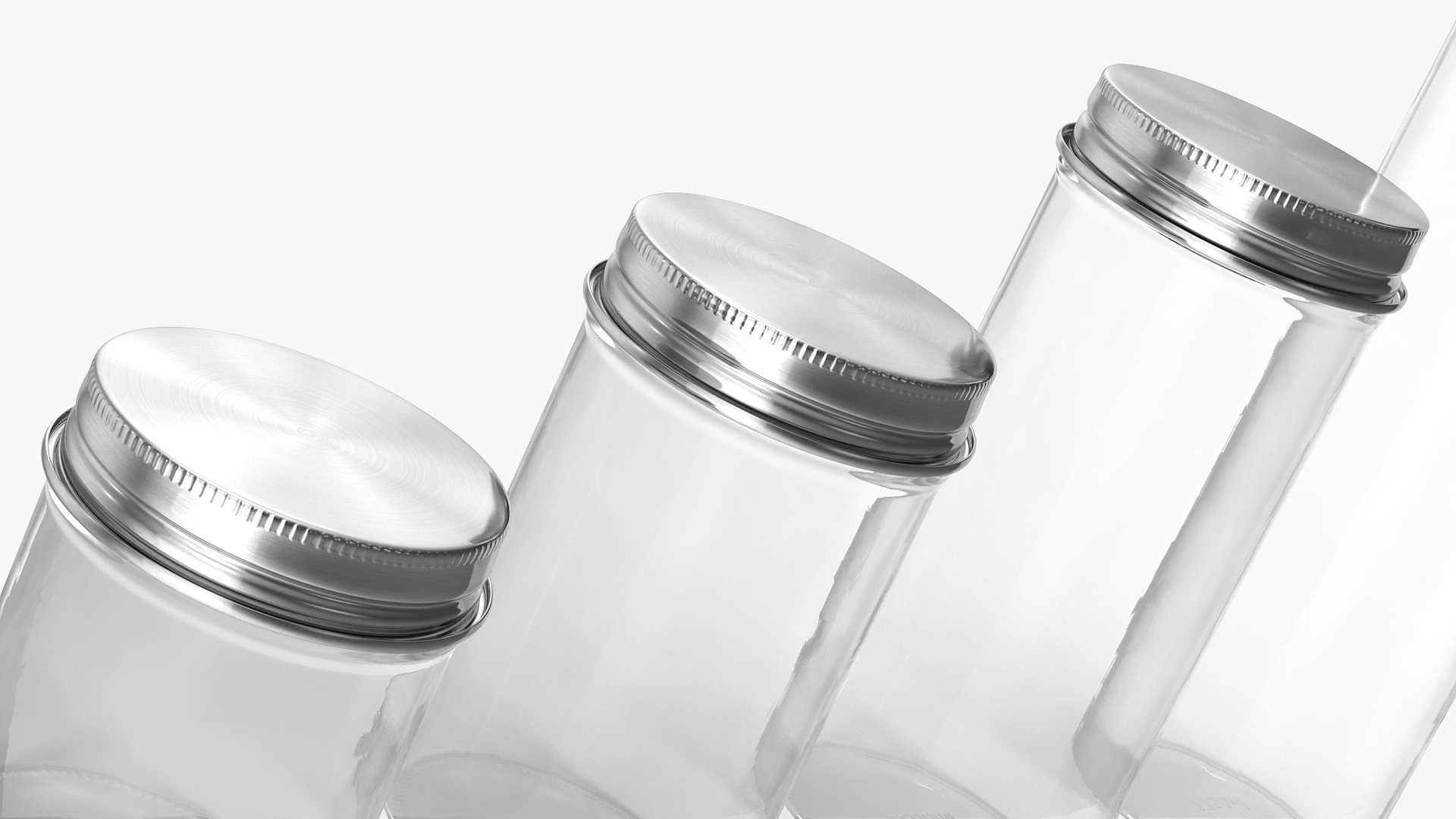 Kitchen Storage Glass Jar with Steel Lid Set 3D model