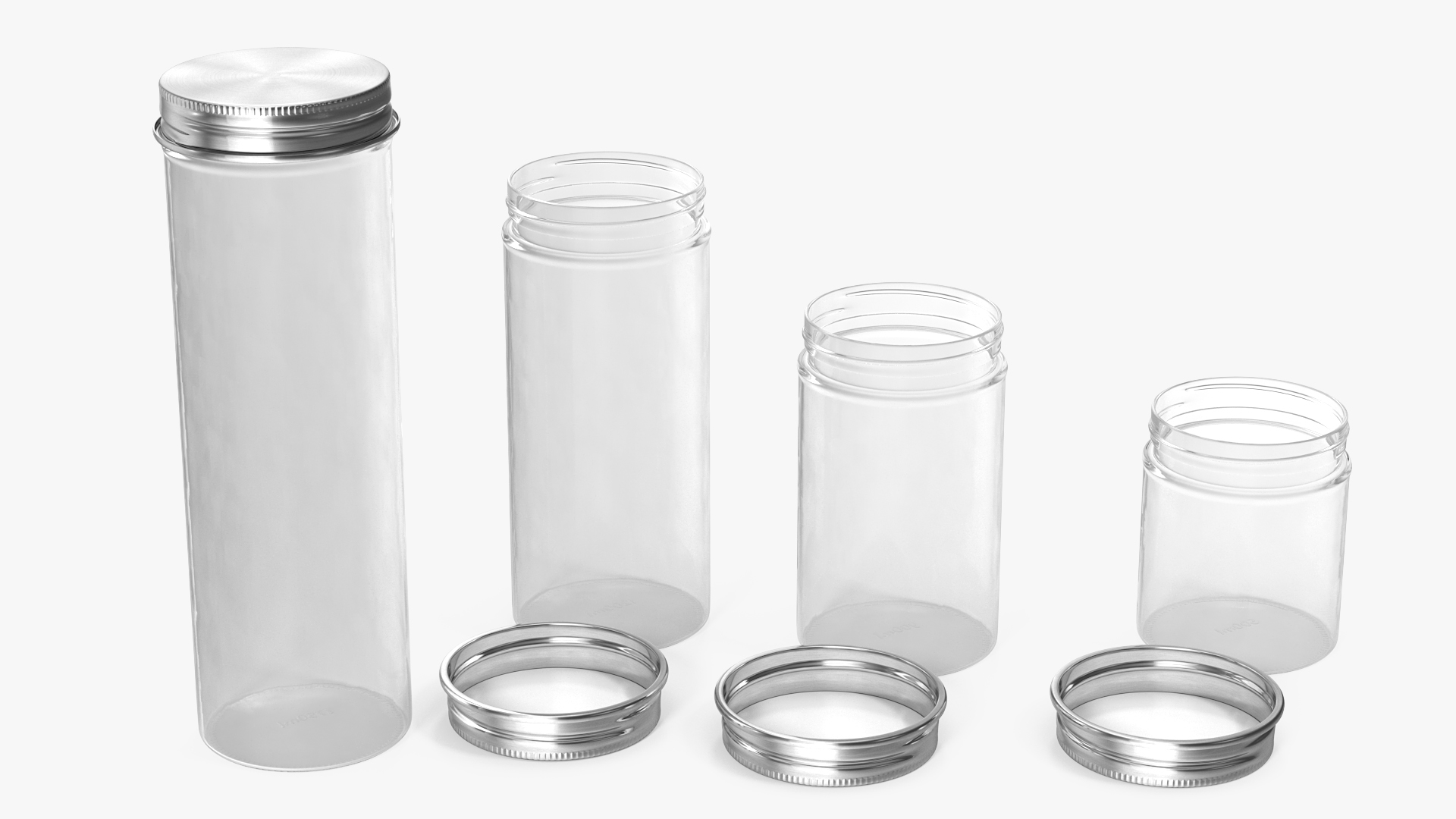 Kitchen Storage Glass Jar with Steel Lid Set 3D model