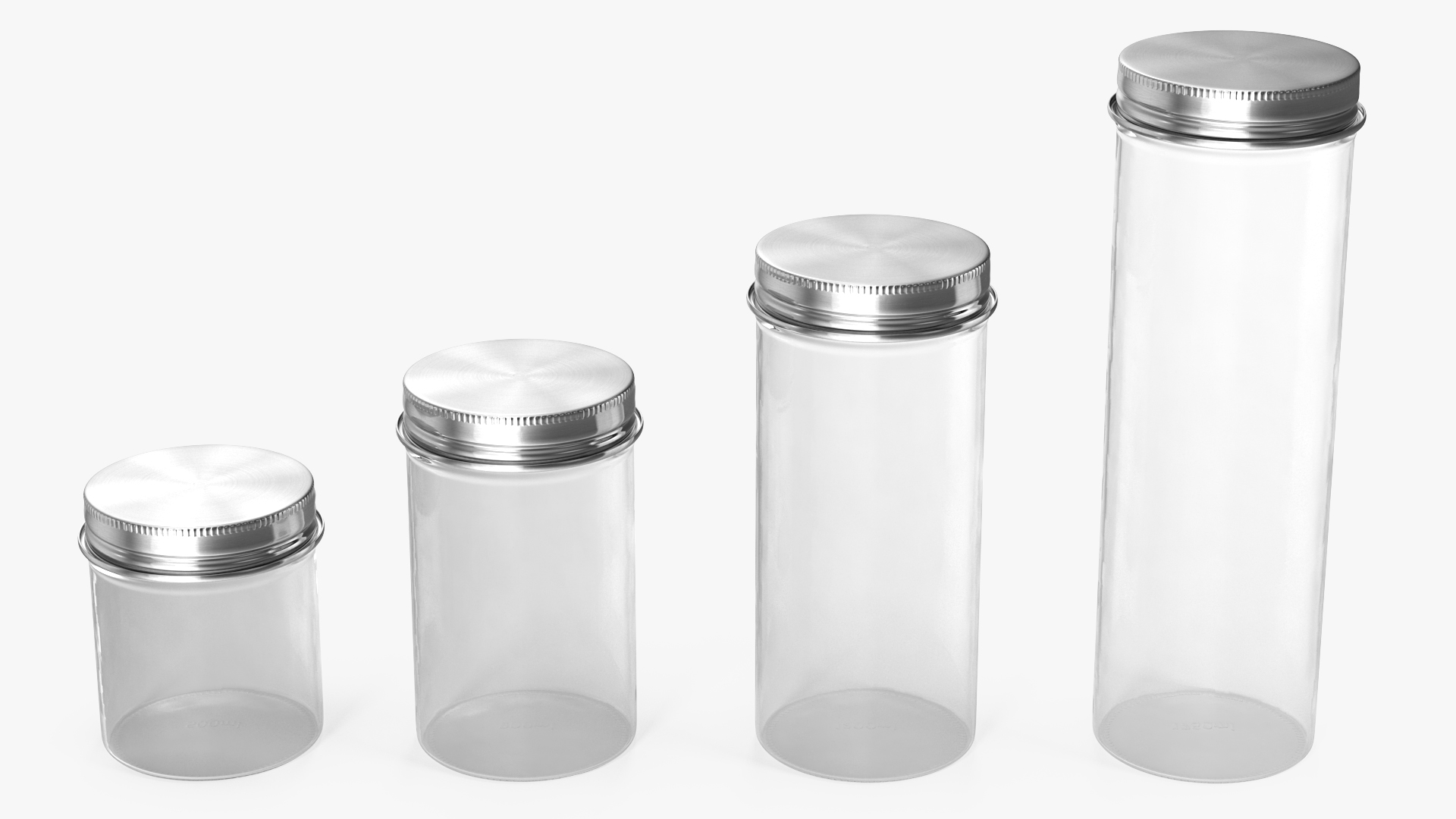 Kitchen Storage Glass Jar with Steel Lid Set 3D model