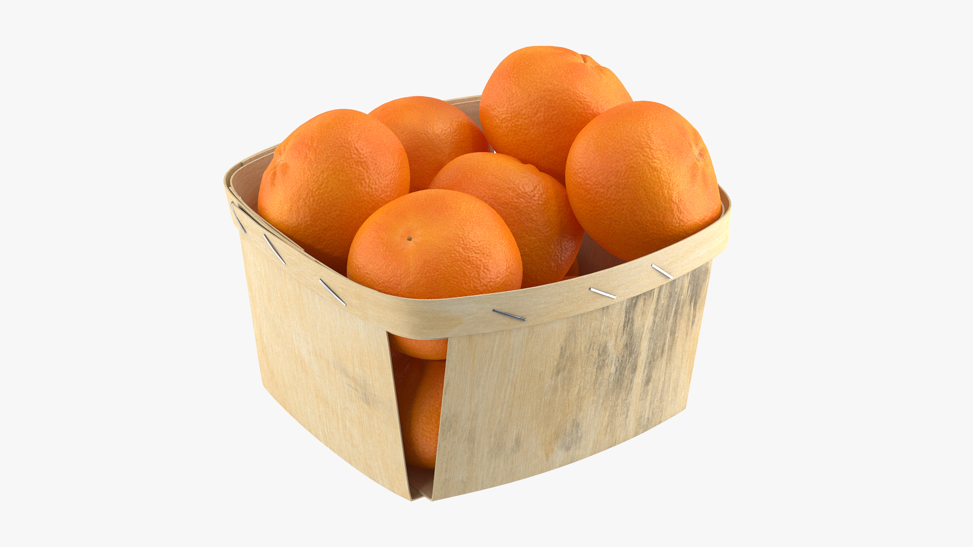 3D Mandarins in Wooden Basket