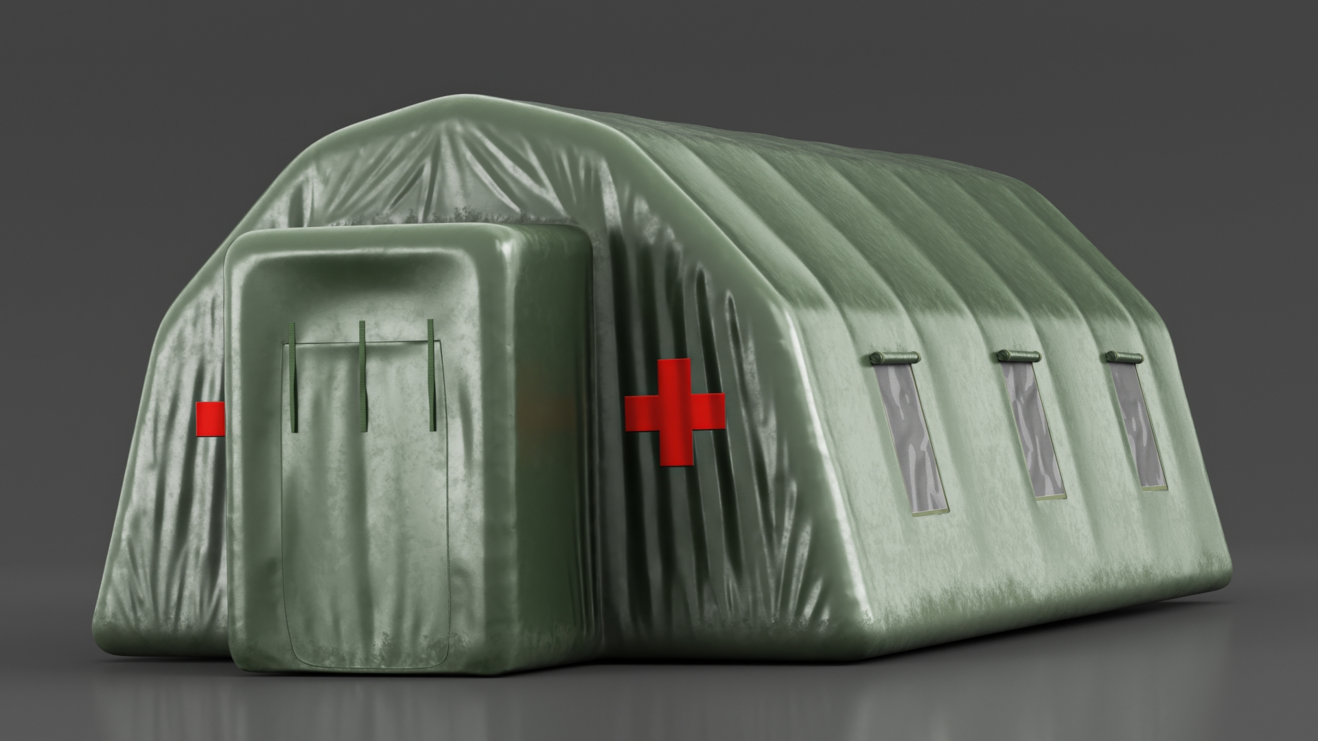 Inflatable Military Tent Closed Doors 3D