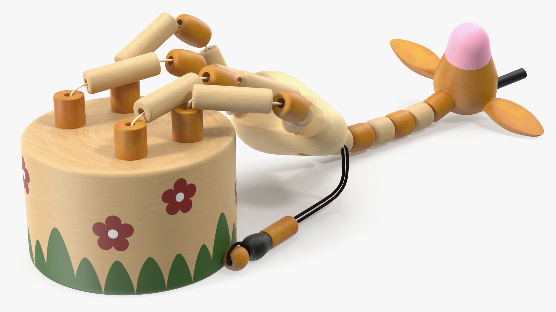 3D Wooden Push Up Toy Giraffe Fallen Pose model