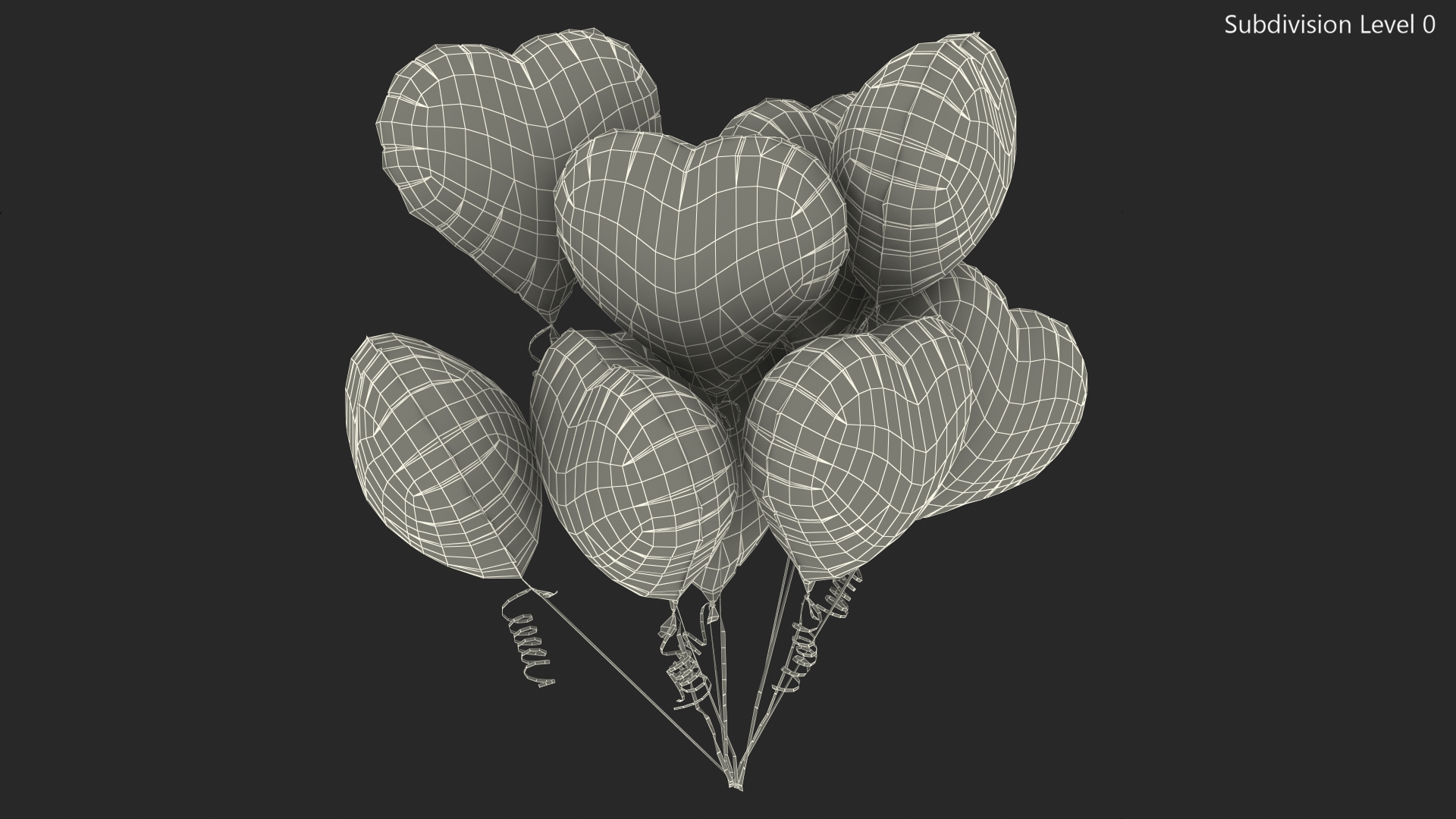 3D model Heart Shaped Silver Balloon Bouquet